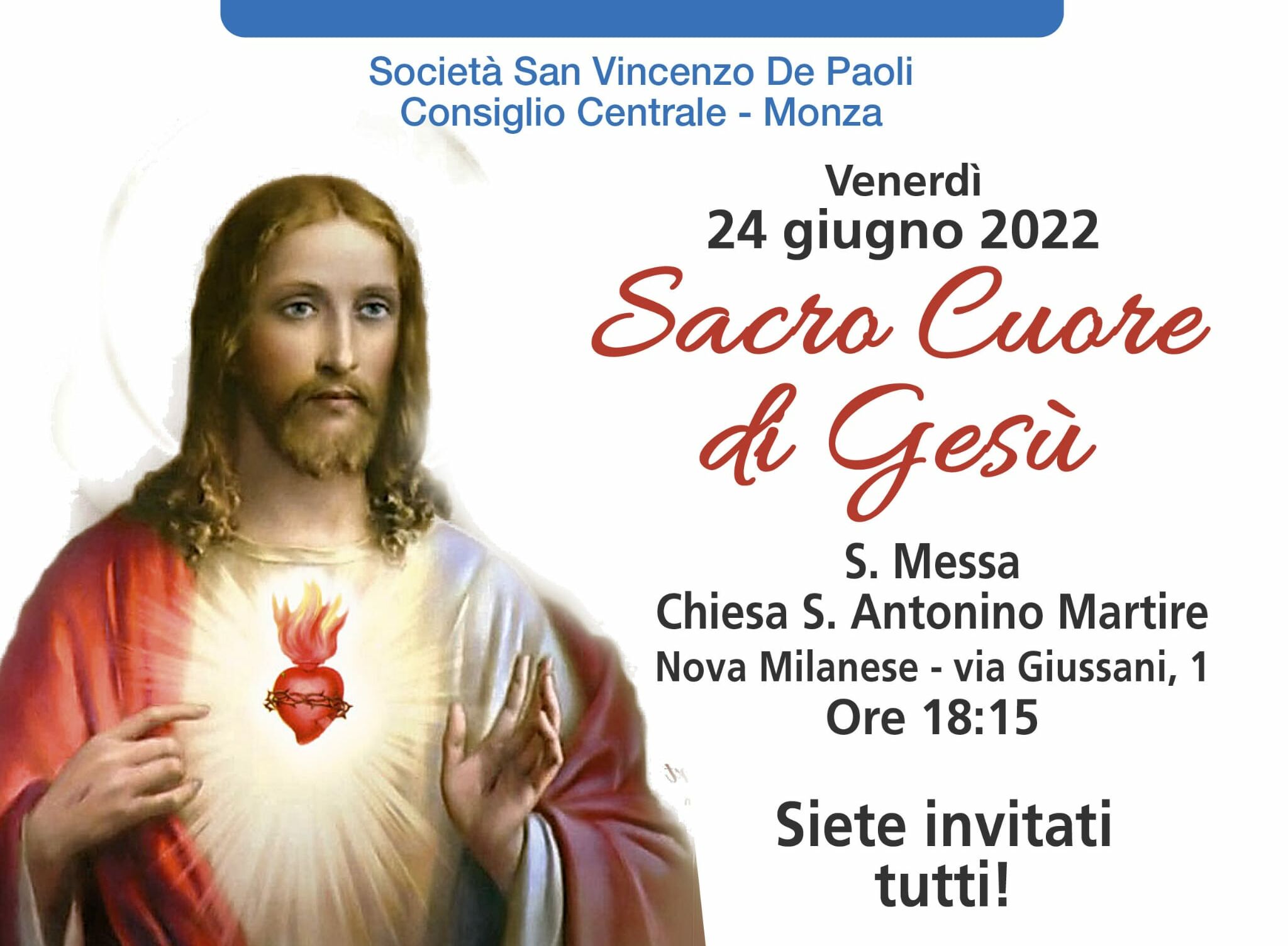 Sacro Cuore di Gesù: S. Messa il 24/6
